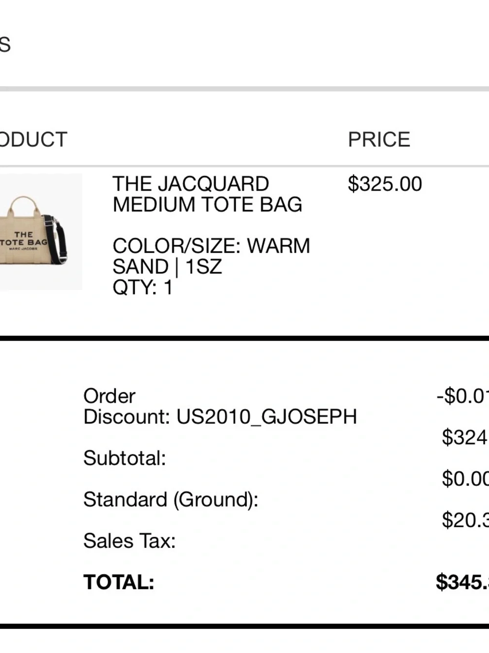 Marc Jacobs Beige Canvas Jacquard Tote with Black Strap